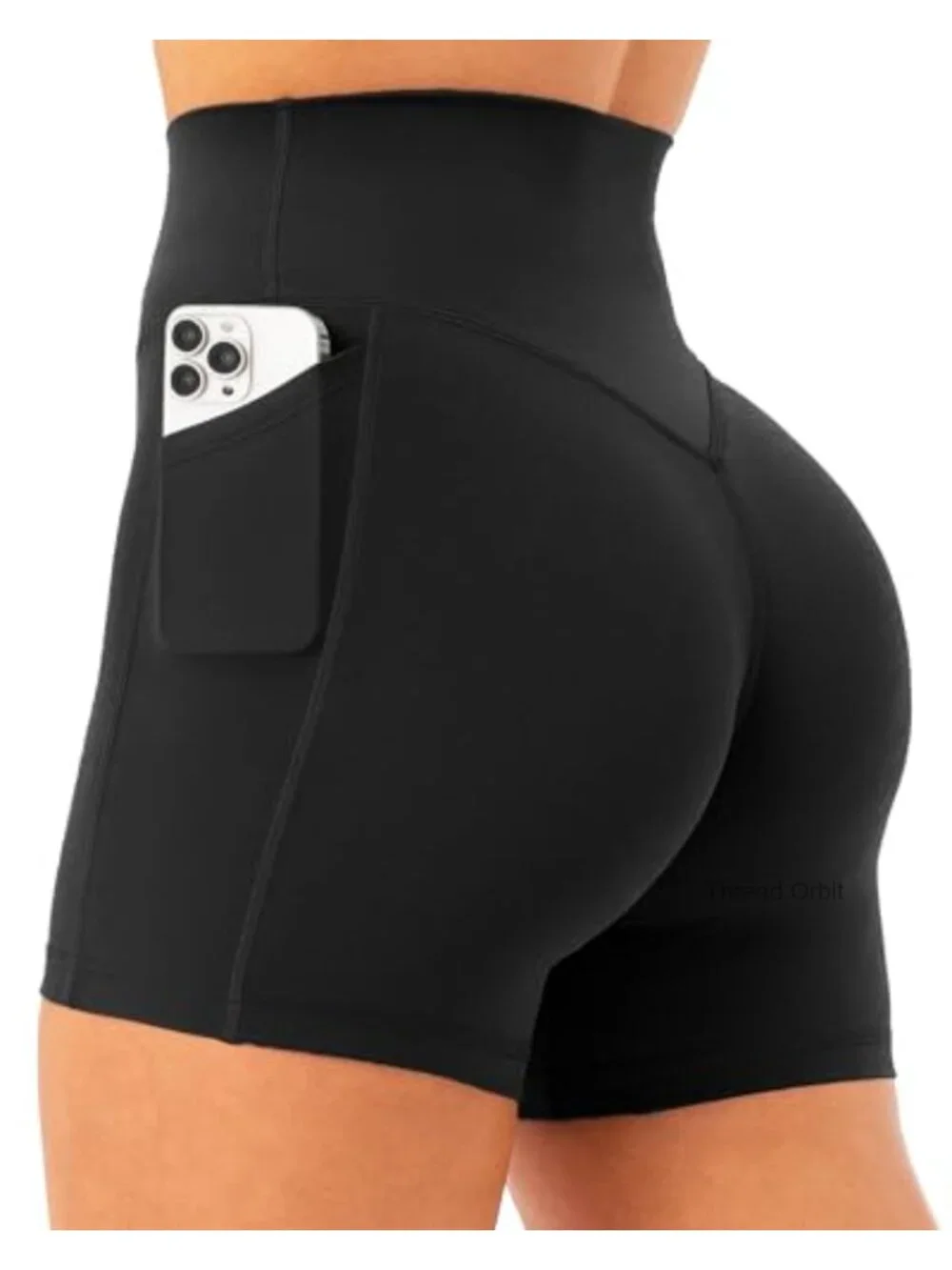 High Waisted Biker Shorts with Pockets, No Front Seam, V-Back, Workout Gym
